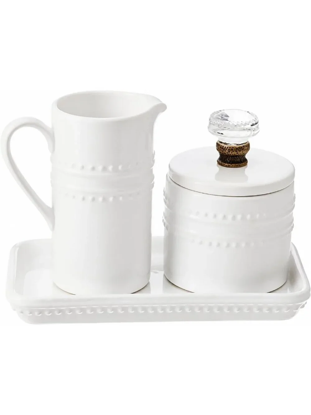 Farmhouse Vintage Cream and Sugar Set - Rustic Doorknob Design, One Size, White